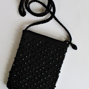 Ladies Evening Bag Beaded Black